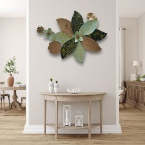 Multicolor Metal Leaf Flower Wall Art - Image 1
