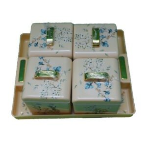Floral Square Storage Container Set with Matching Tray - Image 4