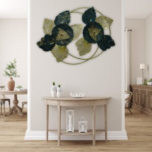 Elegant Metal Leaf and Flower Wall Art - Image 8