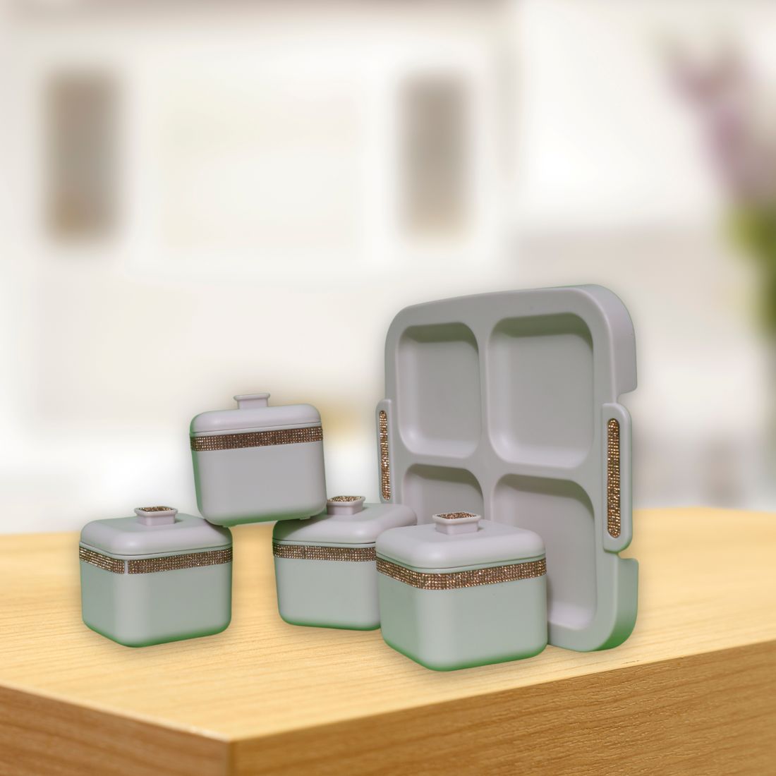 Premium Storage Containers with Crystal Detailing