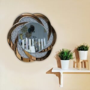 Radiant Flower-Inspired Glitter Wall Mirror - Image 3