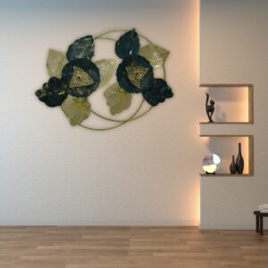 Elegant Metal Leaf and Flower Wall Art - Image 1