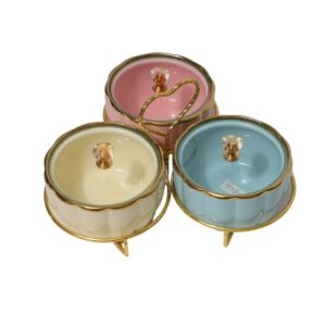 Luxury Chini Bowl Set of 3 with Golden Embossed Wireframe - Image 6