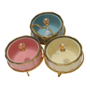 Luxury Chini Bowl Set of 3 with Golden Embossed Wireframe - Image 2