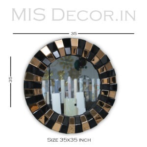 Elegant Black & Gold Decorative Wall Mirror - Image 3