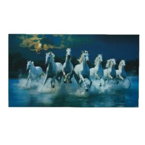 7 Running White Horses Acrylic Painting | Vastu & Feng Shui Lucky Wall Art - Image 4
