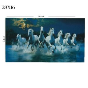 7 Running White Horses Acrylic Painting | Vastu & Feng Shui Lucky Wall Art - Image 3