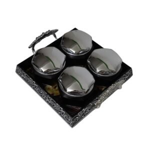 Luxury Hexagonal Black Container Set with Silver Lids - Image 5