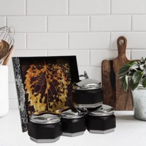 Luxury Hexagonal Black Container Set with Silver Lids - Image 2