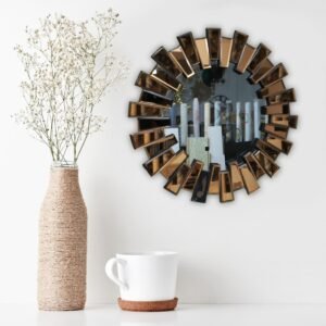 Radiant Sunburst Brown Decorative Mirror - Image 4