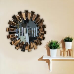 Radiant Sunburst Brown Decorative Mirror - Image 1