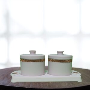 Luxury White Container Set with Gold Detailing and Tray - Image 1