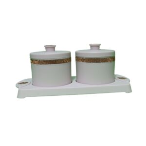 Luxury White Container Set with Gold Detailing and Tray - Image 4