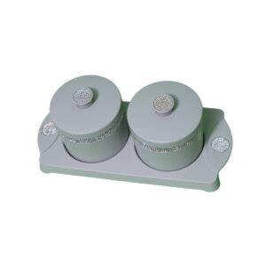 Elegant White Container Set with Silver Embellishments and Tray - Image 5