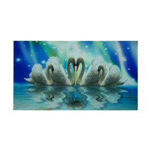 Elegant Swan Couple Canvas Painting - Image 2