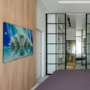 Elegant Swan Couple Canvas Painting - Image 4