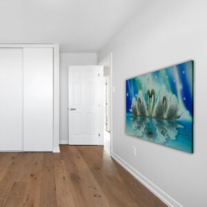 Elegant Swan Couple Canvas Painting - Image 5