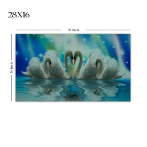 Elegant Swan Couple Canvas Painting - Image 6