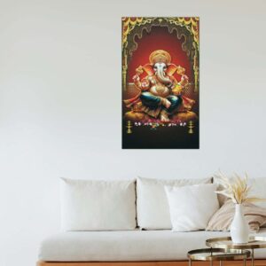 Premium Divine Lord Ganesha Canvas Painting Red - Image 1