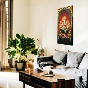 Premium Divine Lord Ganesha Canvas Painting Red - Image 5
