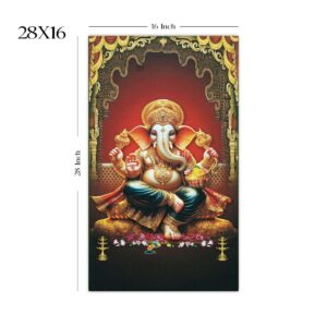 Premium Divine Lord Ganesha Canvas Painting Red - Image 2