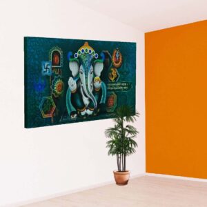 Premium Divine Lord Ganesha Canvas Painting Without Frame - Image 4