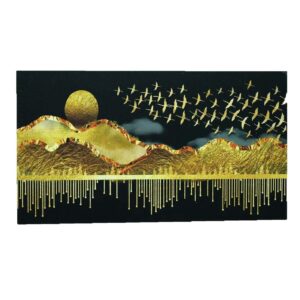 Luxury Golden Mountains & Birds Acrylic Painting - Image 6
