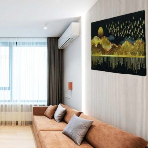 Luxury Golden Mountains & Birds Acrylic Painting - Image 3