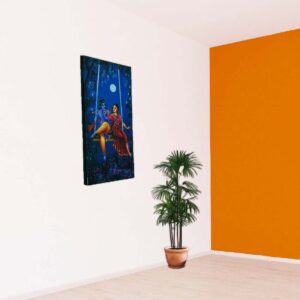 Radha Krishna Romantic Swing Painting - Image 4