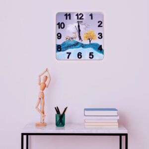 Scenic Blue Mountain and Golden Deer Design Wall Clock - Image 6