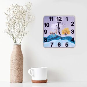 Scenic Blue Mountain and Golden Deer Design Wall Clock - Image 1