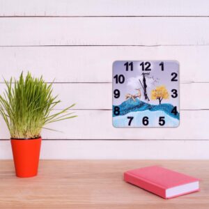 Scenic Blue Mountain and Golden Deer Design Wall Clock - Image 3