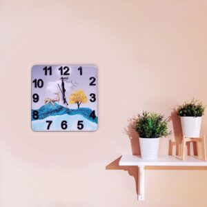Scenic Blue Mountain and Golden Deer Design Wall Clock - Image 4