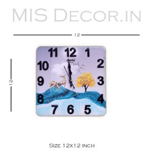 Scenic Blue Mountain and Golden Deer Design Wall Clock - Image 5