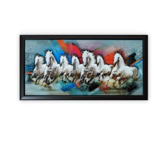Seven Running Horses 3D Acrylic Painting 42x24 Inch - Image 3