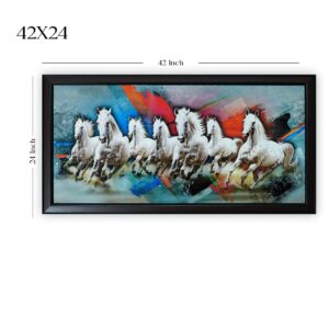 Seven Running Horses 3D Acrylic Painting 42x24 Inch - Image 2