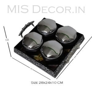 Luxury Hexagonal Black Container Set with Silver Lids - Image 4