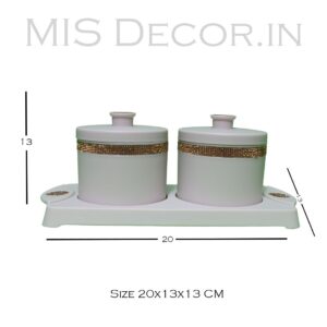 Luxury White Container Set with Gold Detailing and Tray - Image 2