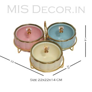 Luxury Chini Bowl Set of 3 with Golden Embossed Wireframe - Image 4