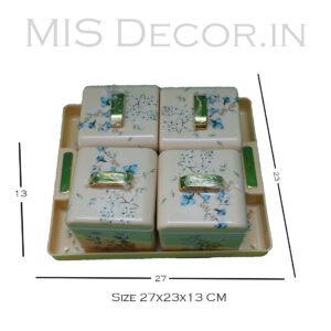 Floral Square Storage Container Set with Matching Tray - Image 3