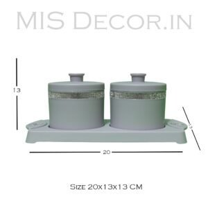 Elegant White Container Set with Silver Embellishments and Tray - Image 6