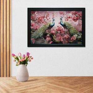 Twin Peacocks 3D Acrylic Wall Art - Image 1