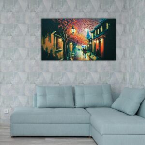 Romantic Rainy Street 3D Acrylic Painting - Image 1