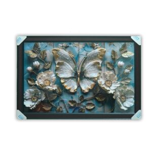 Luxury 3D Acrylic Painting White Butterfly & Floral Wall Art - Image 6
