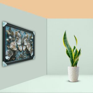 Luxury 3D Acrylic Painting White Butterfly & Floral Wall Art - Image 4