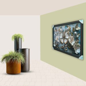 Luxury 3D Acrylic Painting White Butterfly & Floral Wall Art - Image 3
