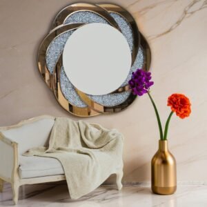 Radiant Flower-Inspired Glitter Wall Mirror - Image 1