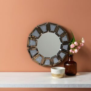 Glittering Trapezoidal Accent Wall Mirror - Image 9