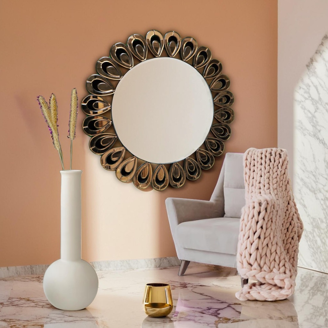 Regal Radiance Teardrop Wall Mirror