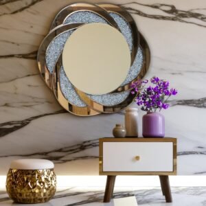 Radiant Flower-Inspired Glitter Wall Mirror - Image 7